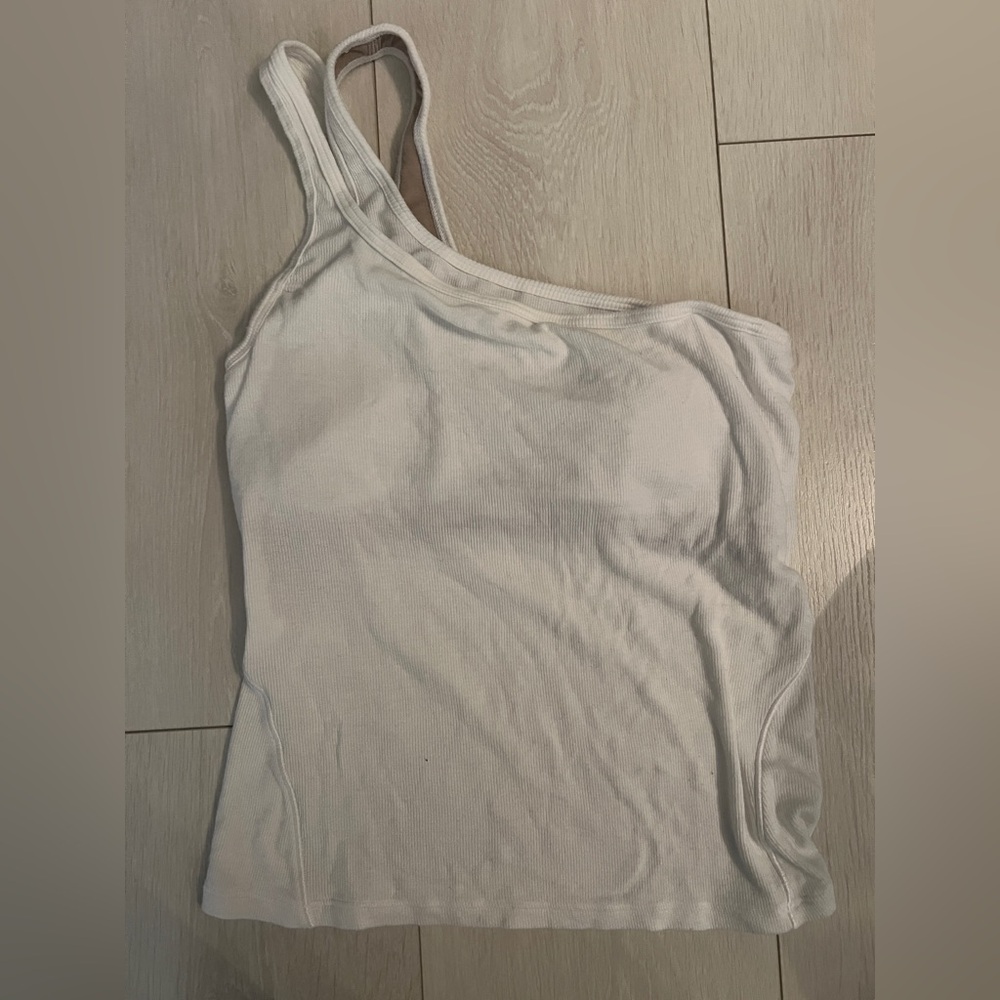 3 tops/$35 Lululemon White One-Shoulder Tank Top